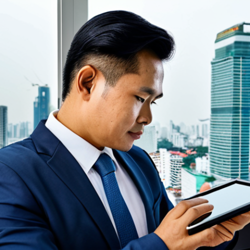 Home 20 **
A successful Thai businessman in a modern office in Bangkok, reviewing investment charts on a tablet, wearing a professional business suit, fully clothed, appropriate attire, safe for work, perfect anatomy, natural proportions, professional photography, high quality, family-friendly. The background should show the Bangkok skyline.
**