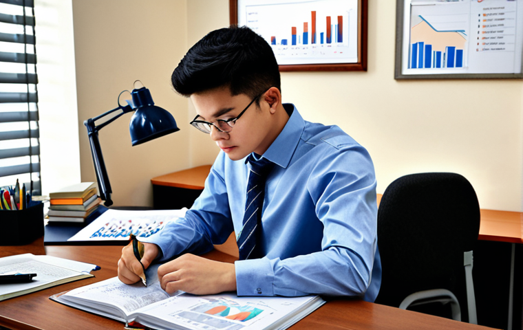 **Prompt:** A student studying finance books at a desk, surrounded by study materials and charts, fully clothed, appropriate attire, safe for work, perfect anatomy, natural proportions, professional setting, bright and focused atmosphere.