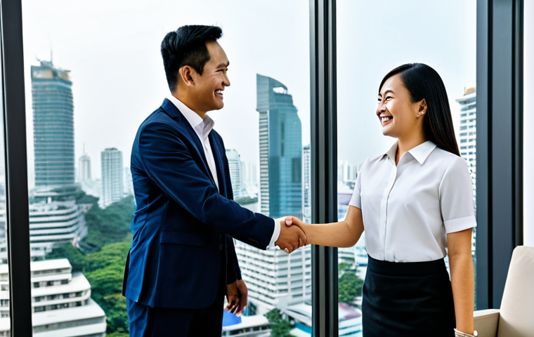 증권투자상담사 실무 트레이닝 경험담 - **Prompt:** A group of Thai financial advisors, fully clothed in professional attire, participating ...